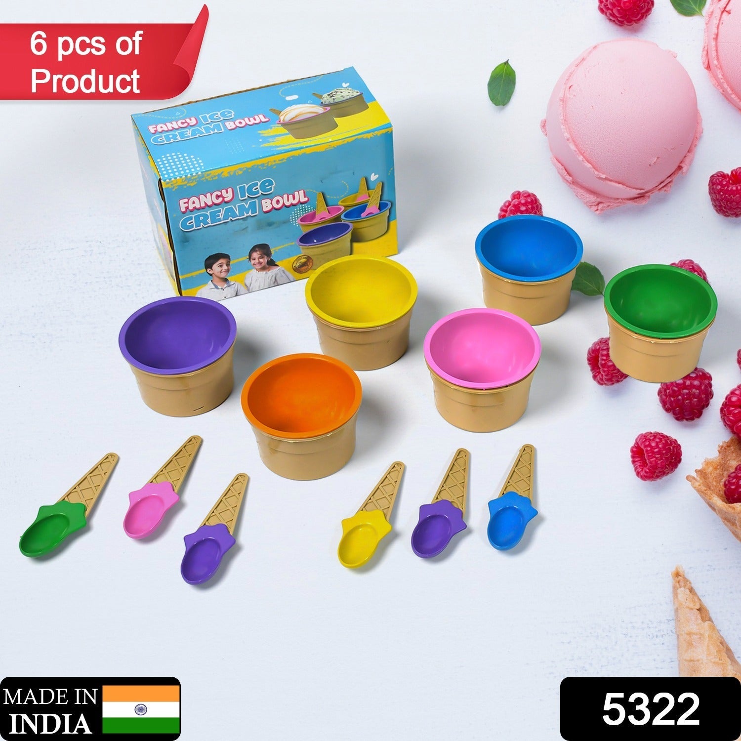 5322 Ice-Cream Waffle Spoon Bowel Cup Set | Premium ice Cream Set | Ice-Cream Bowel with Spoon | 6 units Couple Bowl Set | Color Box DeoDap 5322 Ice-Cream Waffle Spoon Bowel Cup Set | Premium ice Cream Set | Ice-Cream Bowel with Spoon | 6 units Couple Bowl Set | Color Box DeoDap